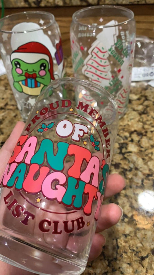 Santa's Naughty Club Glass Cup