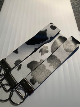 Cow Print Wristlet Keychain